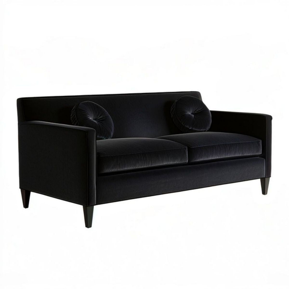 Czarna sofa dwuosobowa z aksamitu poliestrowego 160 × 85 × 82 cm