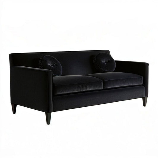 Czarna sofa dwuosobowa z aksamitu poliestrowego 160 × 85 × 82 cm