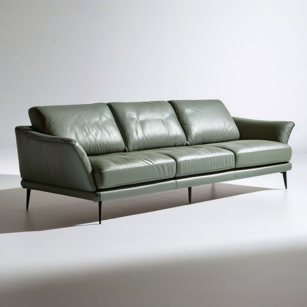 Trzyosobowa sofa z tapicerką ze skóry syntetycznej PU, zielono-czarna, 230 x 92 x 85 cm
