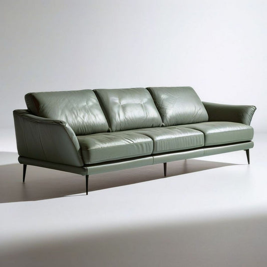 Trzyosobowa sofa z tapicerką ze skóry syntetycznej PU, zielono-czarna, 230 x 92 x 85 cm