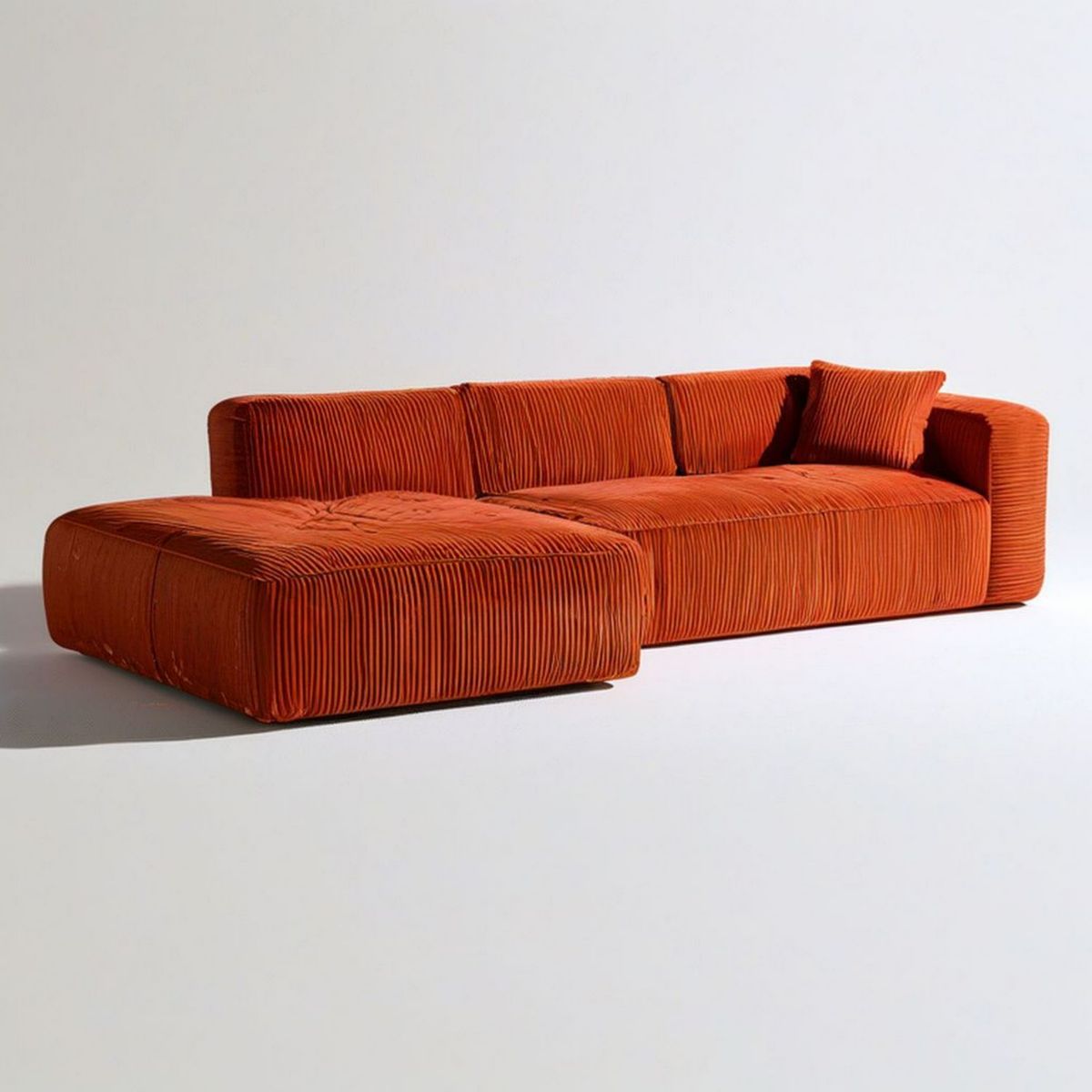 Modułowa sofa narożna 3-osobowa z lewostronnym szezlongiem 280 x 170 x 78 cm, pomarańczowa, sztruksowa