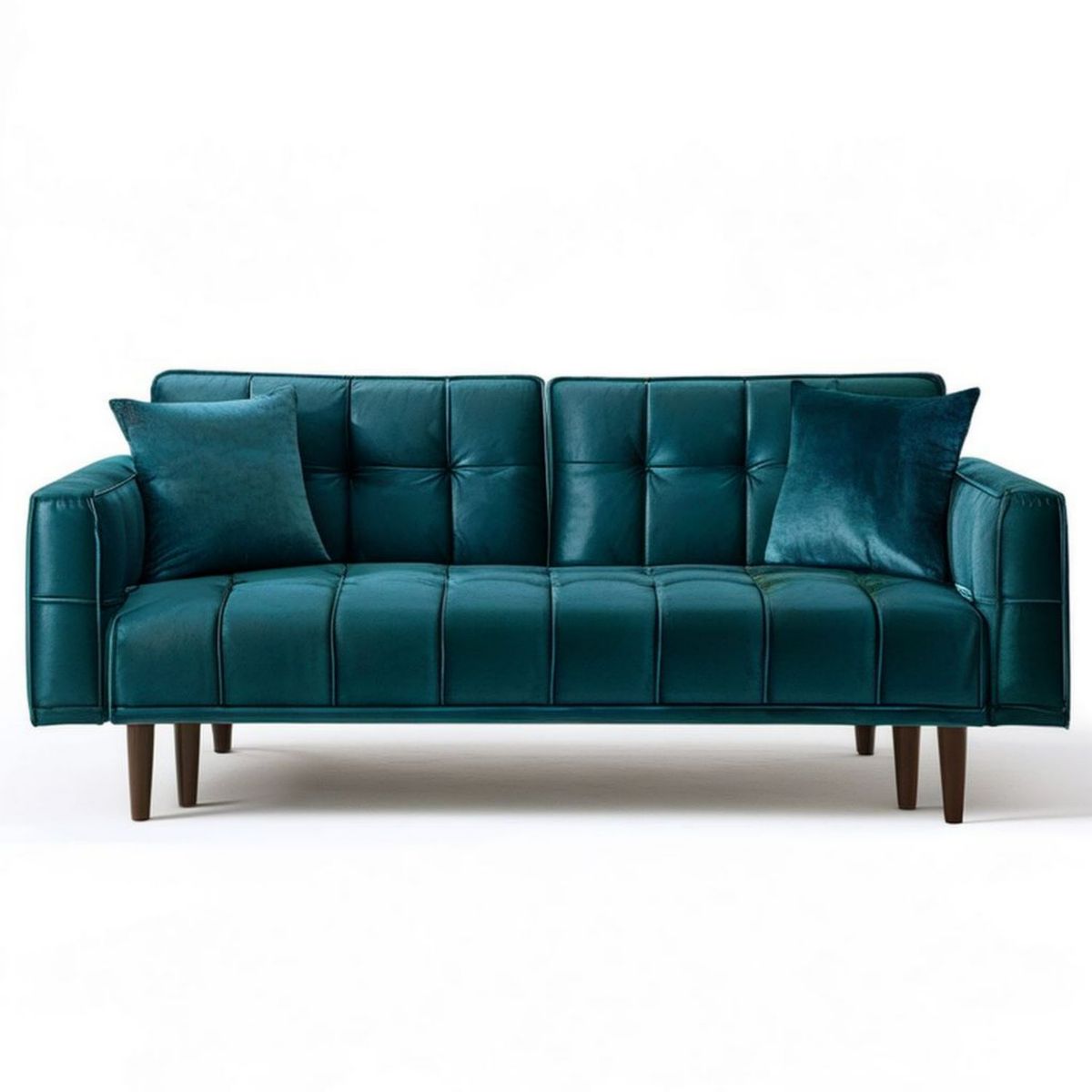 Sofa trzyosobowa 190 x 85 x 85 cm ciemnoturkusowa z ciemnobrązowymi nogami