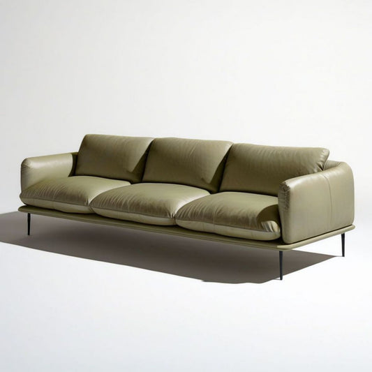 Oliwkowa sofa trzyosobowa z tapicerką PU 230 × 95 × 85 cm