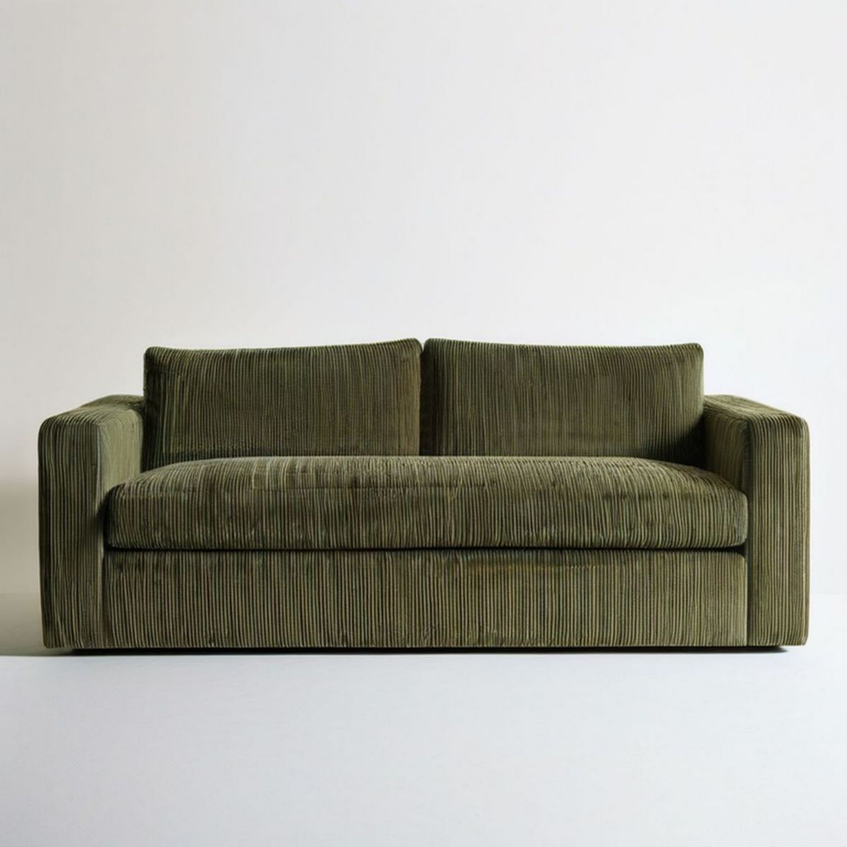 Sofa dwuosobowa 170 x 90 x 78 cm oliwkowozielona ze sztruksu poliestrowego