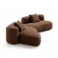 Brązowa sofa narożna z lewostronnym szezlongiem bouclé 280 × 190 × 75 cm