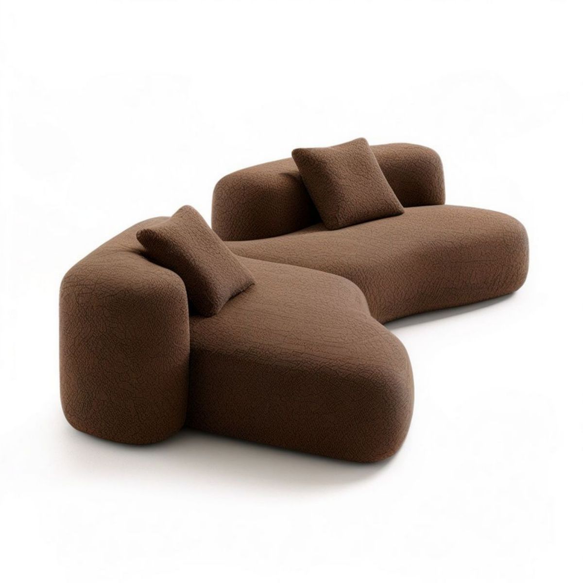 Brązowa sofa narożna z lewostronnym szezlongiem bouclé 280 × 190 × 75 cm